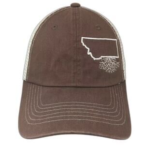 WYR Clothing Montana Roots Baseball Cap Brown Beige OS Slideback Adjustable Hat